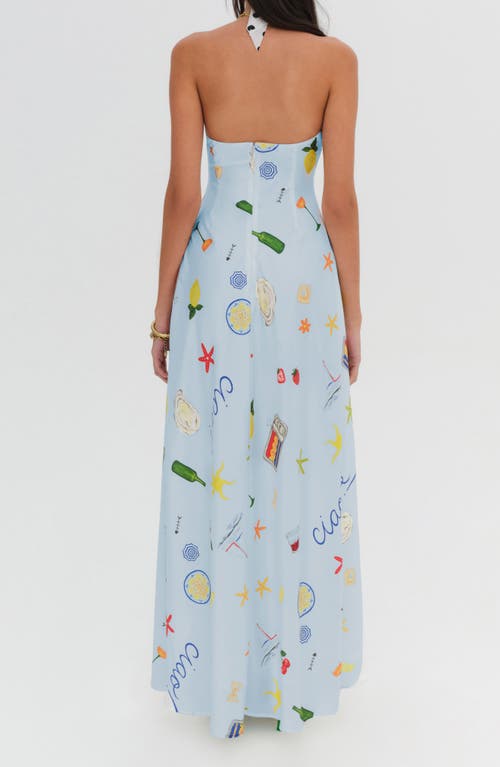 For Love & Lemons Carla Strapless Maxi Dress In Blue
