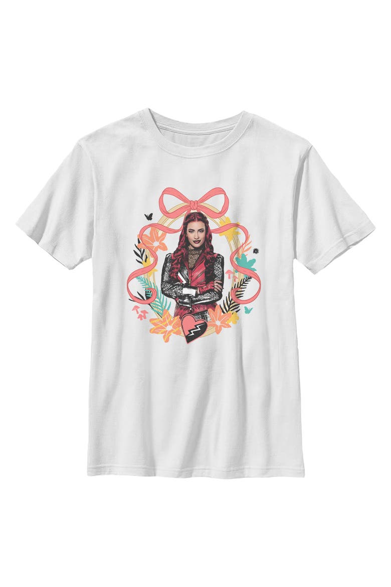 Boy's Descendants Wicked Wonderland Red Bow Portrait  Graphic T-Shirt, Main, color, White