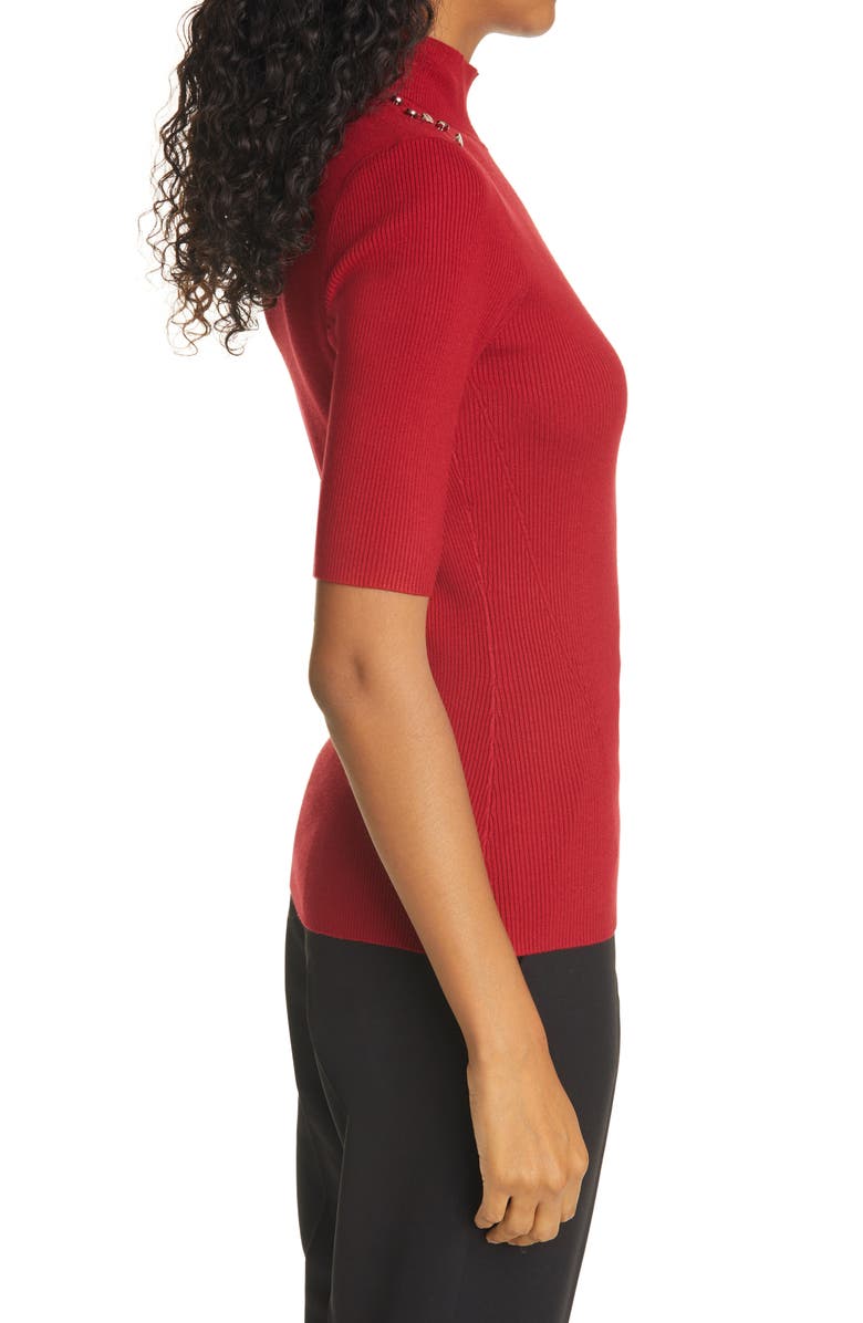 Ted Baker London Tansiey Button Detail Ribbed Mock Neck Sweater, Alternate, color, 