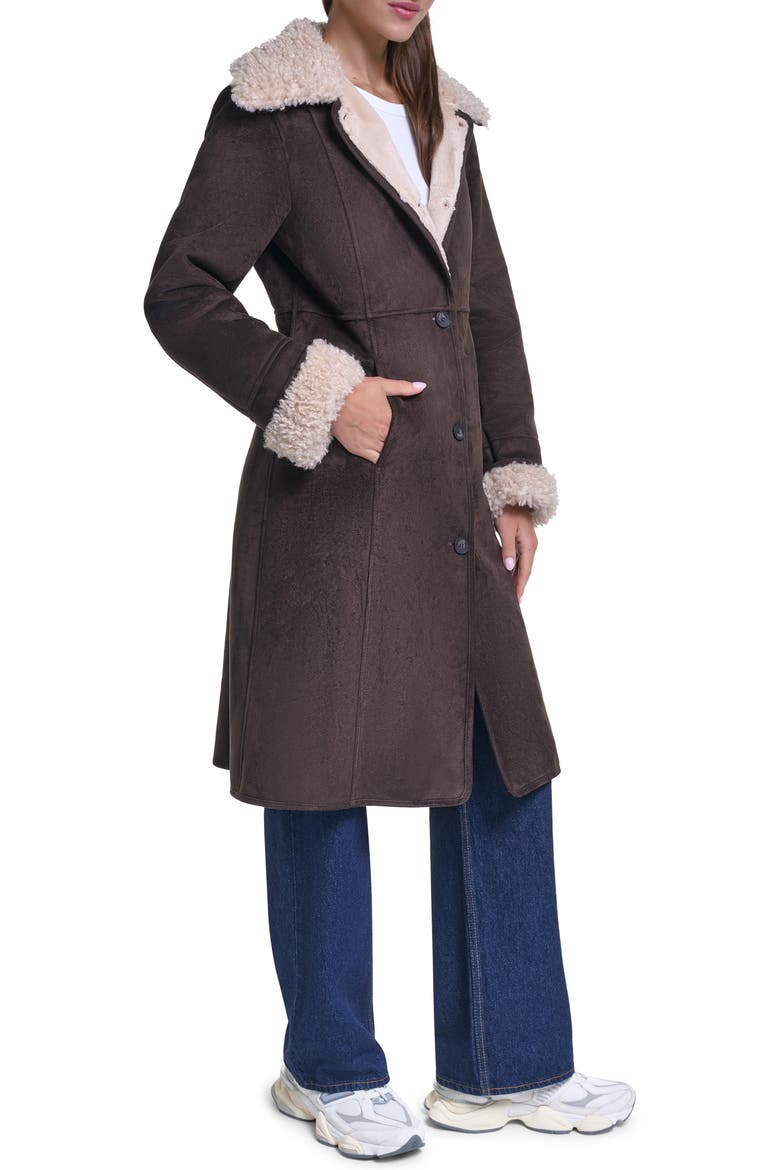 Penny Lane Faux Shearling Coat, Alternate, color, MOLASSES