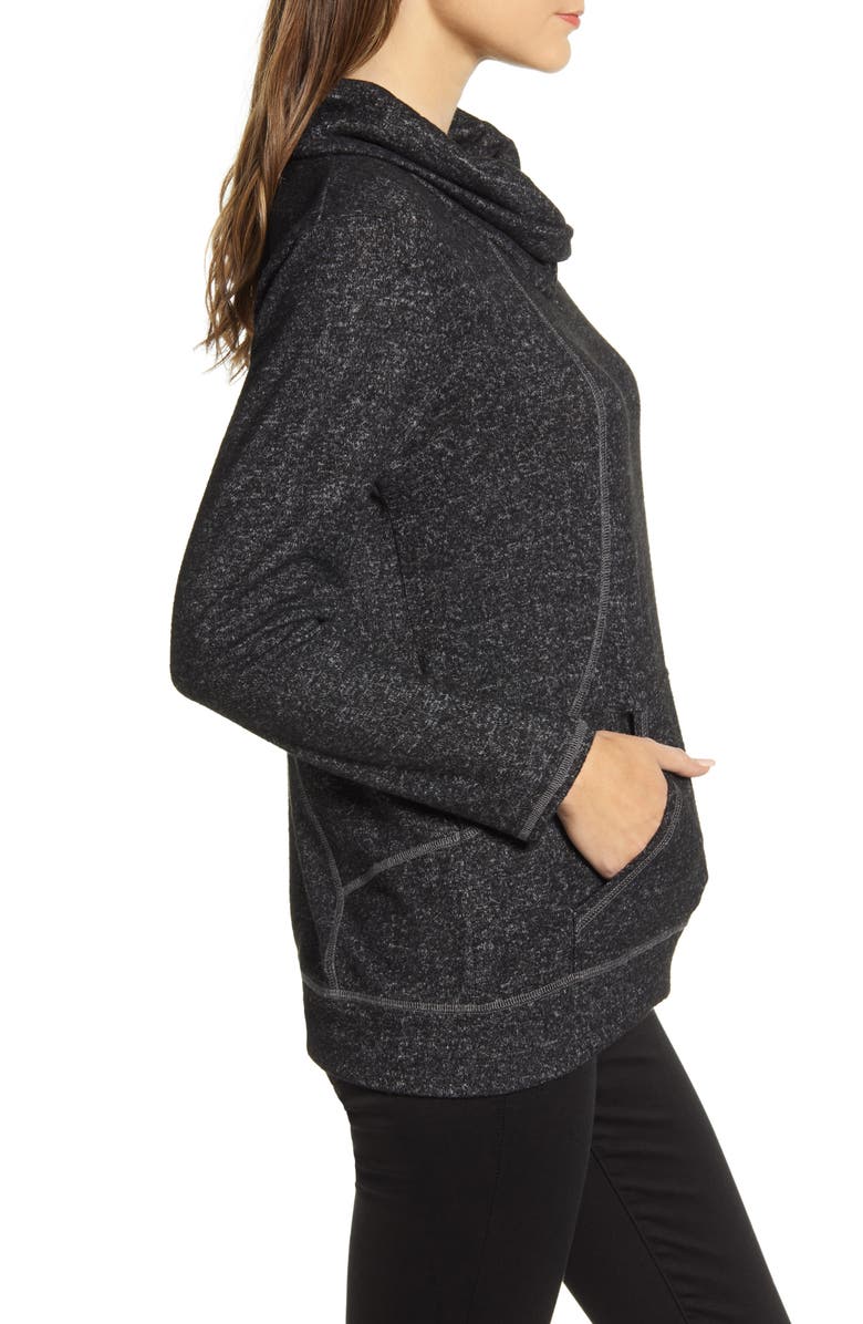 Loveappella Cross Neck Seamed Pullover, Alternate, color, Marble Black
