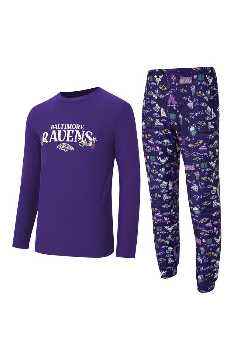 CONCEPTS SPORT Men's Concepts Sport Purple Baltimore Ravens Chestnut Long Sleeve Top & Pants Set, Main, color,