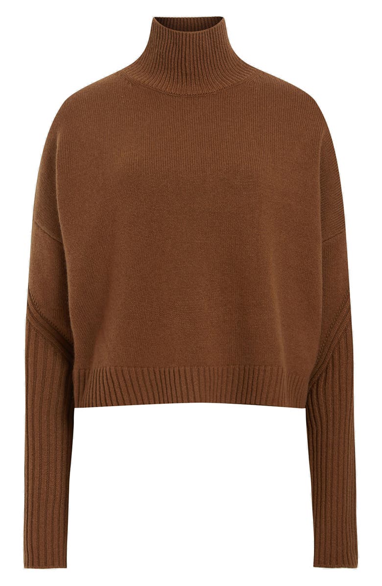 AllSaints Ines Cashmere & Wool Turtleneck Sweater, Alternate, color, Sugar Brown