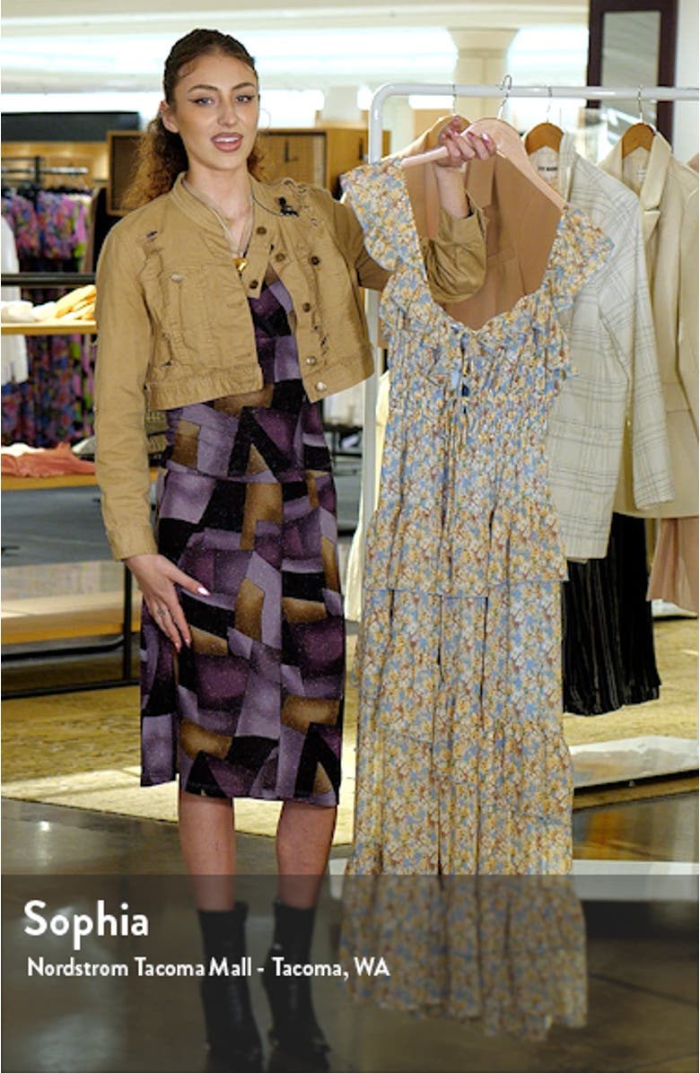 Floral Ruffle Tiered Chiffon Dress, sales video thumbnail