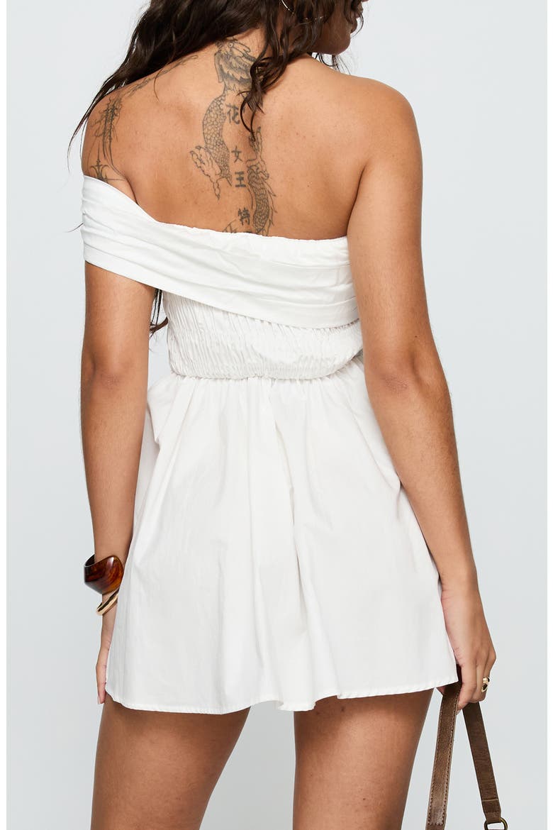 Fruitful Smocked Off the Shoulder Organic Cotton Minidress, Alternate, color, WHITE