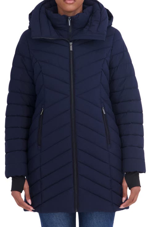 Water Resistant Stretch Chevron Quilted Jacket with Bib