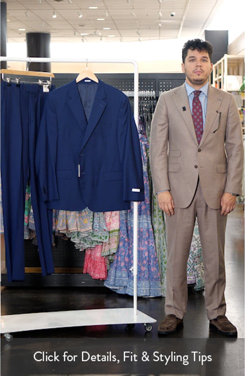 Flynn Classic Fit Navy Textured Wool Suit, sales video thumbnail