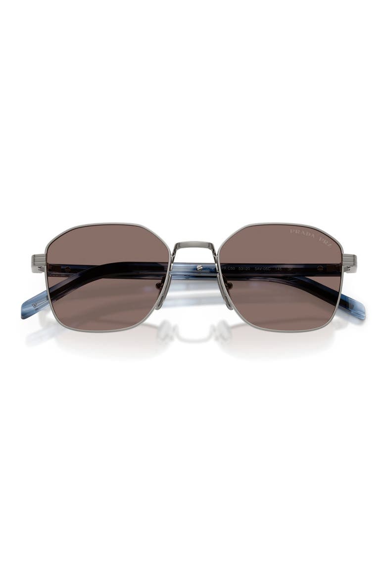 53mm Polarized Square Sunglasses, Alternate, color, GUNMETAL / LIGHT BROWN POLAR