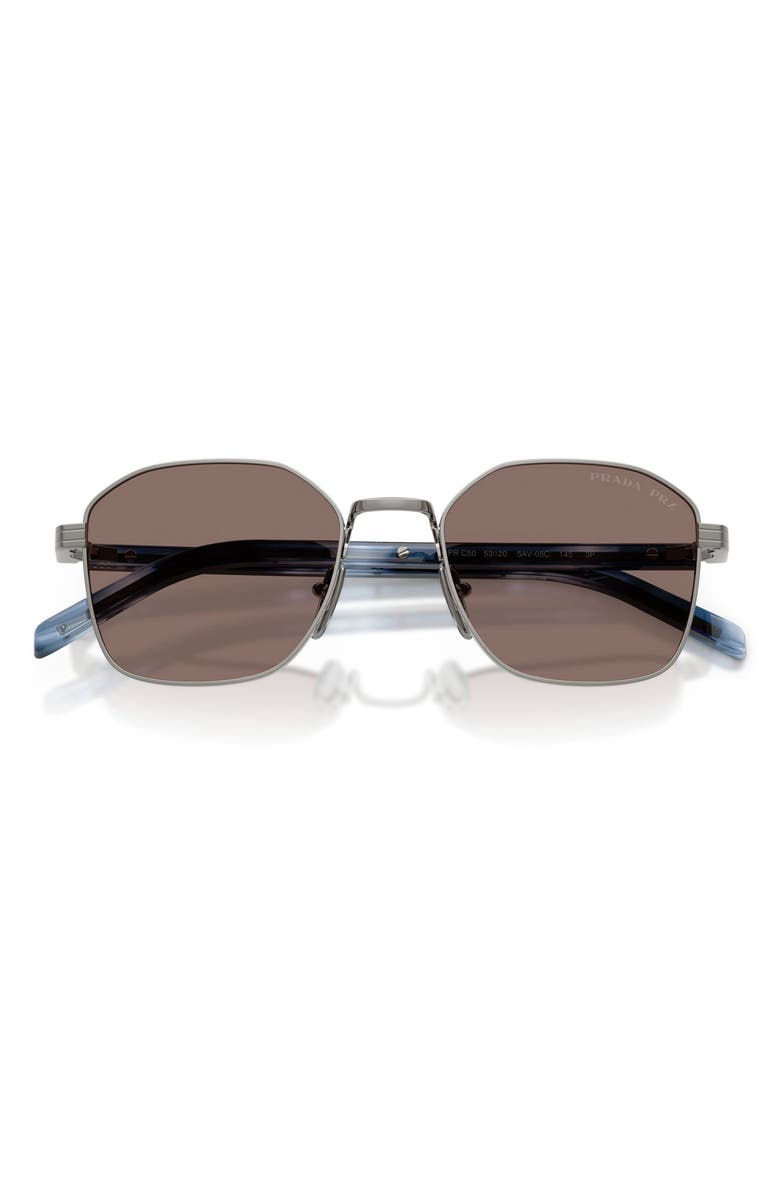 Prada 53mm Polarized Square Sunglasses, Alternate, color, Gunmetal / Light Brown Polar