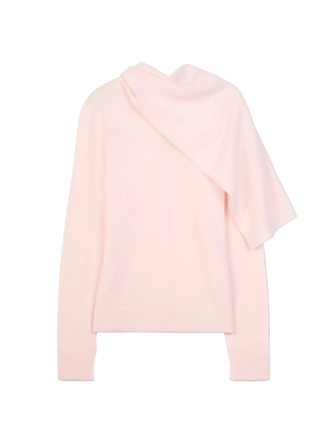 Cashmere Sweater with Draped Scarf