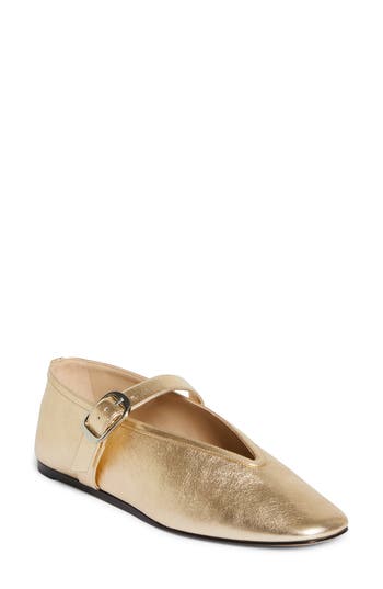 Le Monde Beryl Stella Mary Jane Flat In Platinum Gold