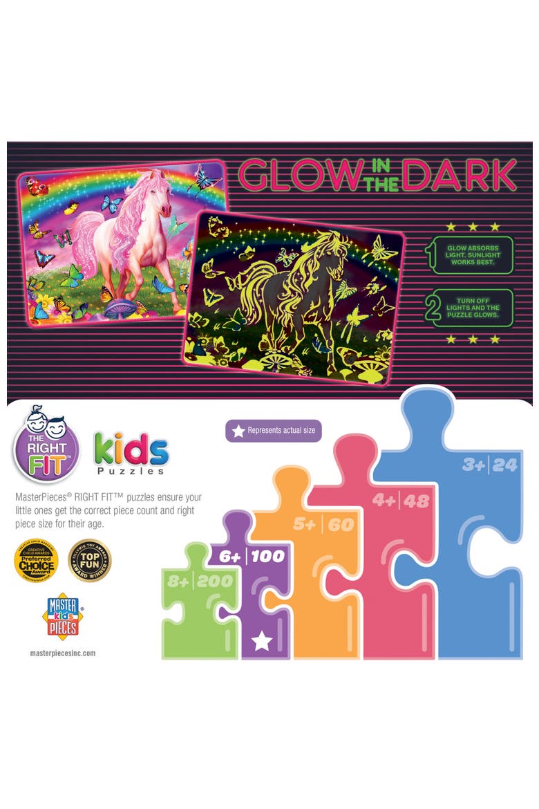 Rainbow World 100 Piece Glow Puzzle, Alternate, color, Multicolor
