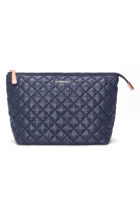 Large Zoey Quilted Nylon Cosmetics Case