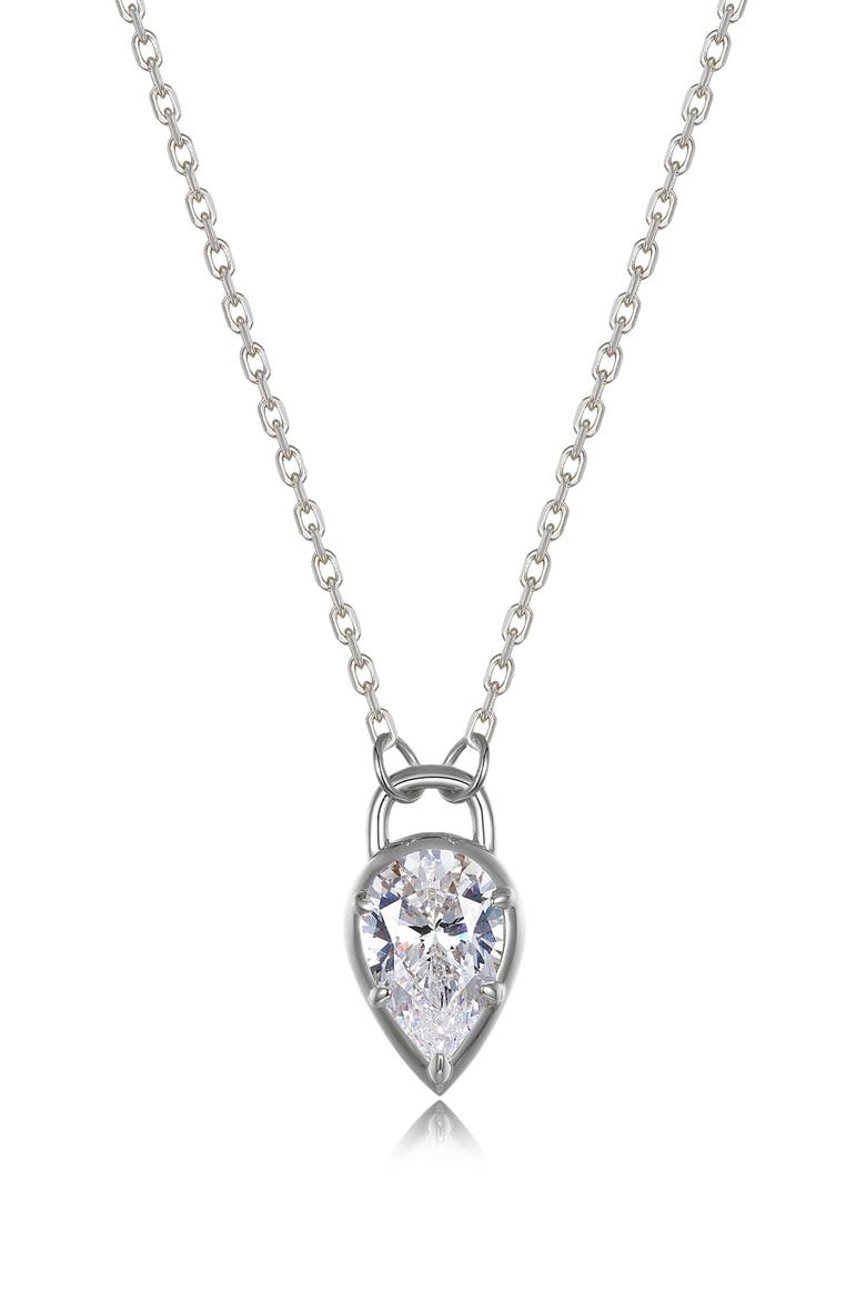 Pear Lock Pendant Necklace, Main, color, SILVER