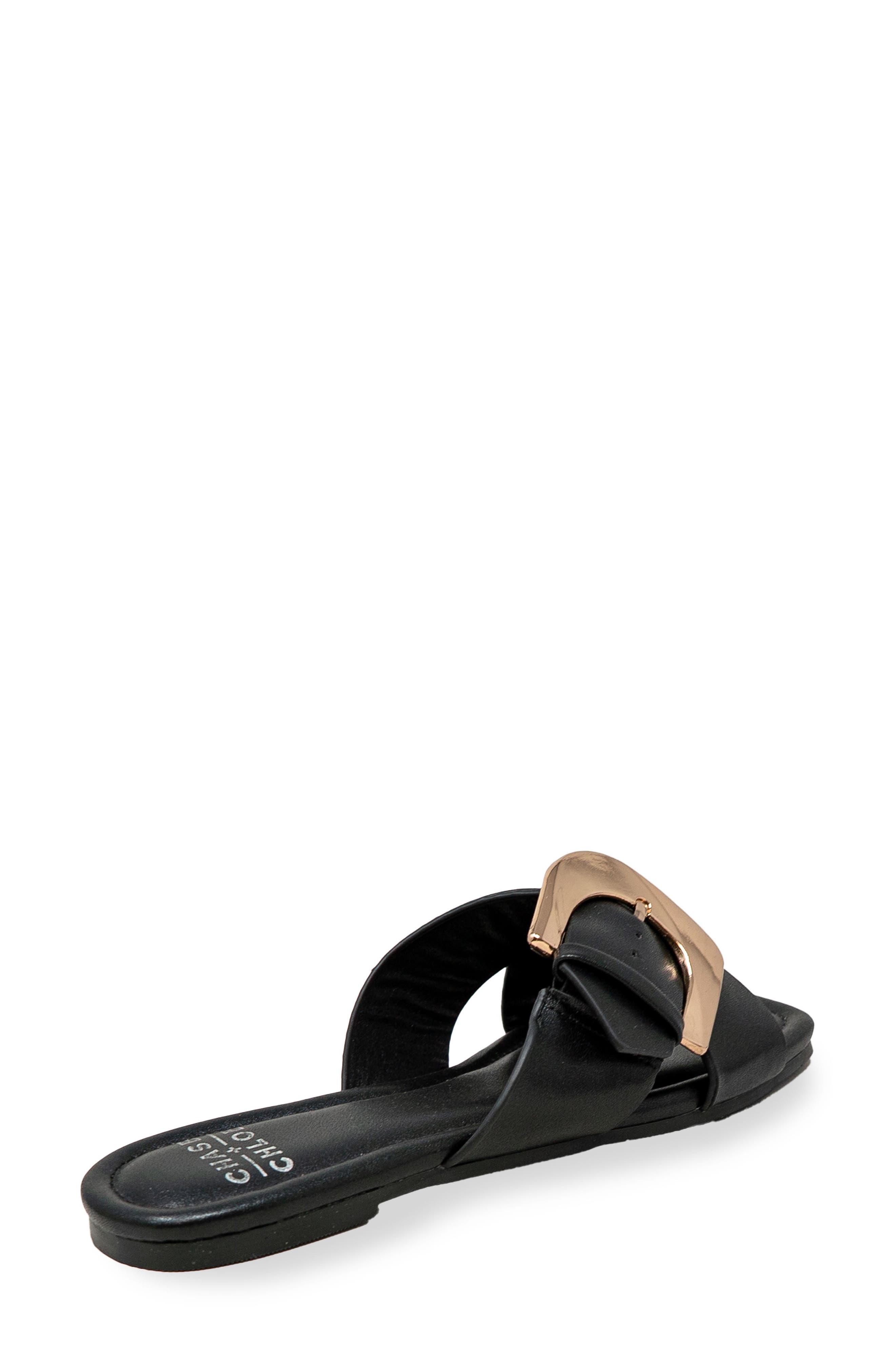 Cross Strap Slide Sandal, Alternate, color, BLACK PU