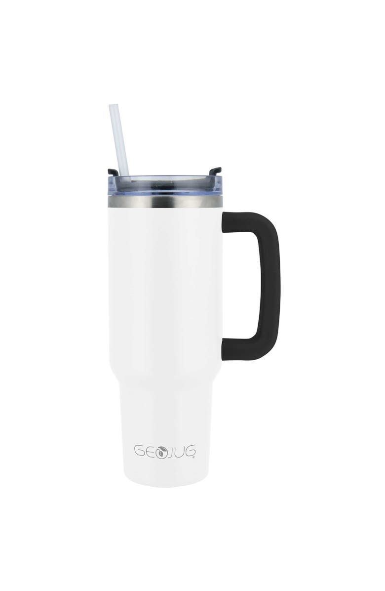 Brentwood Insulated Stainless Steel Tumbler Cup with Handle, Lid, and Straw, Main, color, Cream