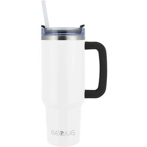 Insulated Stainless Steel Tumbler Cup with Handle, Lid, and Straw