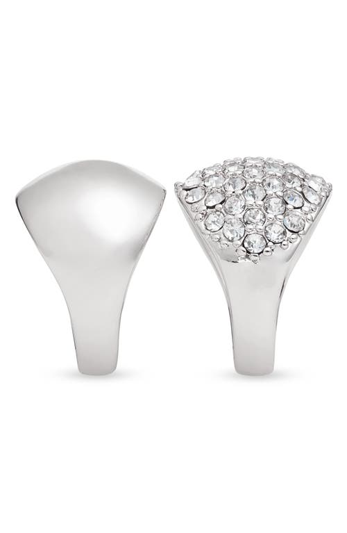 Open Edit Set Of 2 Domed Rings In Clear- Rhodium