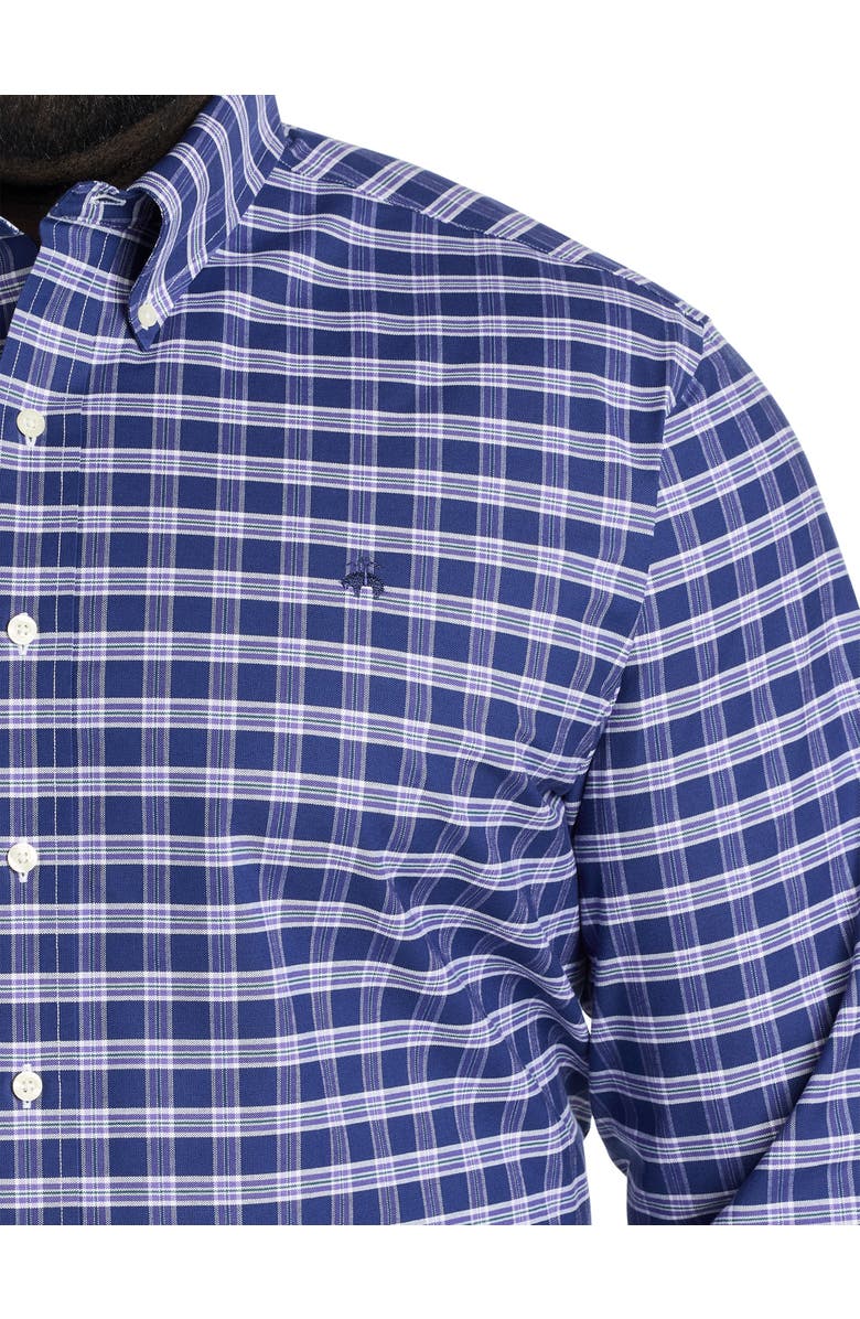 Brooks Brothers Non-Iron Check Sport Shirt, Alternate, color, Navy Purple Check