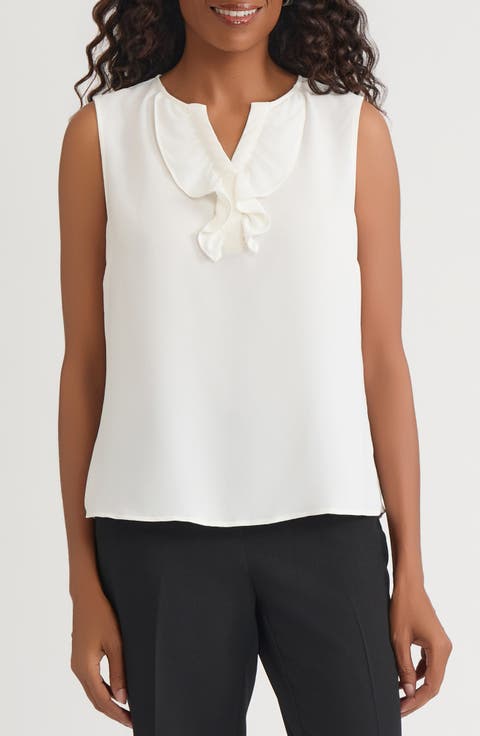 Ruffle Front Sleeveless Top (Regular & Petite)