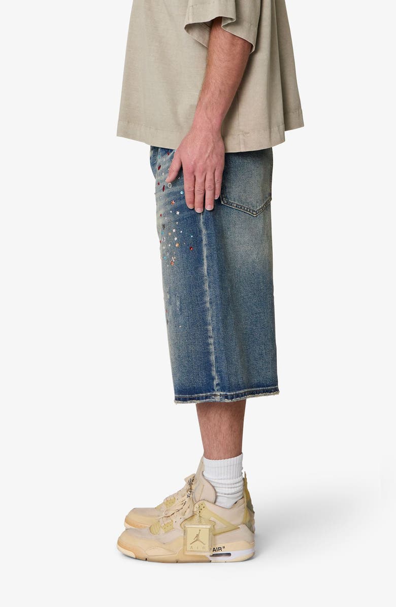 mnml Ultrabaggy Embellished Denim Shorts, Alternate, color, Blue