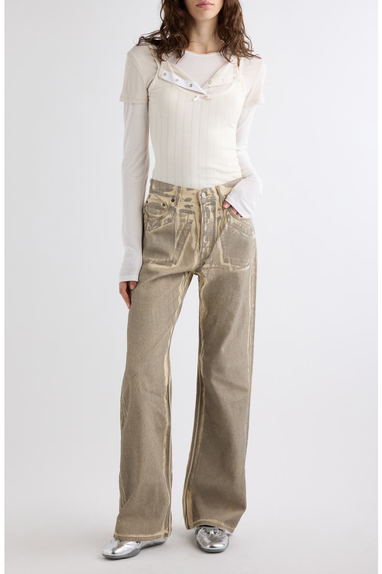 Pentyone Lux Overprint Jeans, Alternate, color, BEIGE/ SAGE GREEN