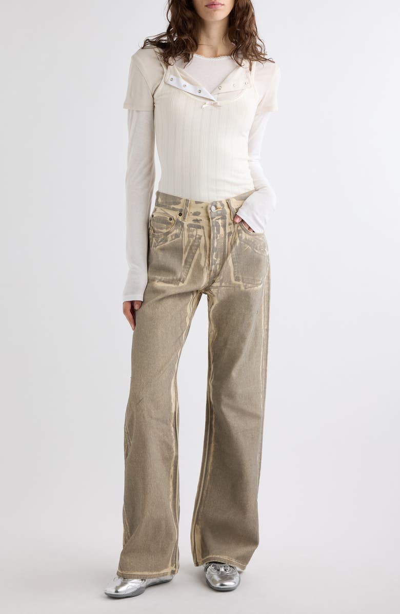 Acne Studios Pentyone Lux Overprint Jeans, Alternate, color, Beige/ Sage Green