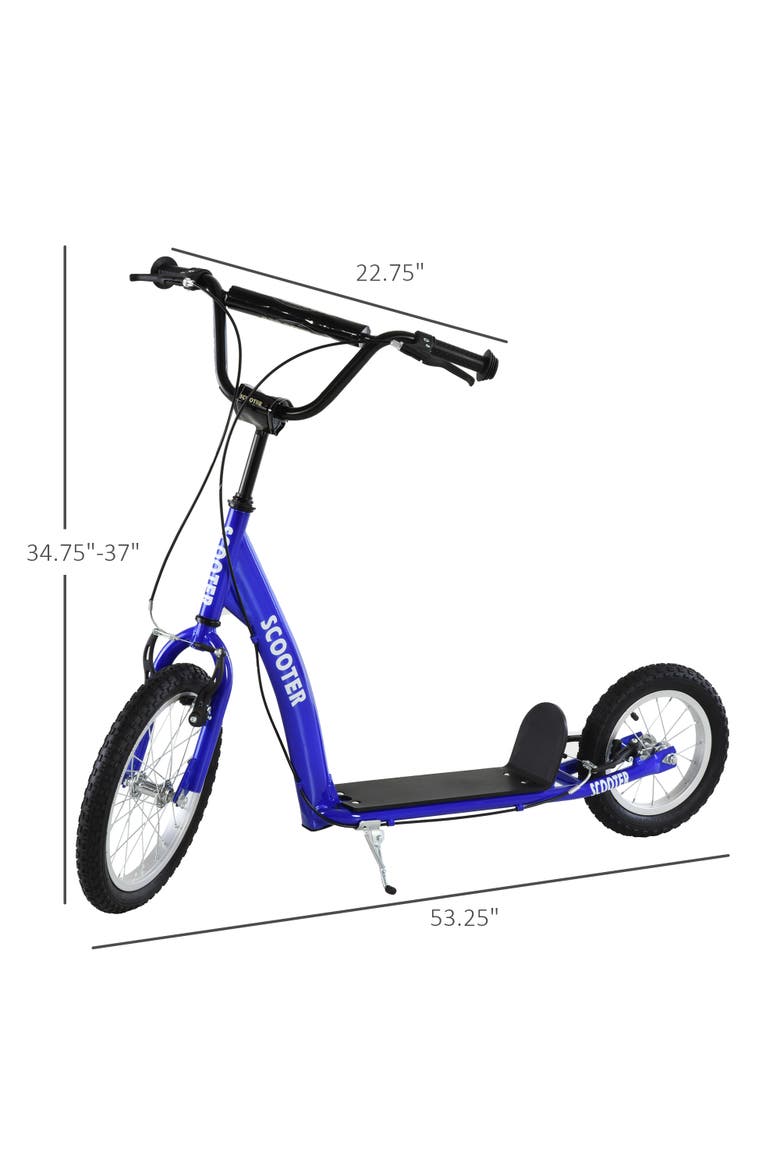 Youth Kick Scooter with Adjustable Handlebar, Dual Brakes, Inflatable Wheels, Alternate, color, Blue