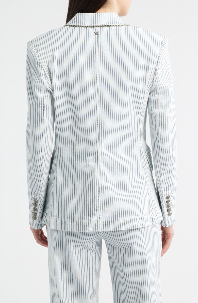 KOBI HALPERIN Cera Stripe Stretch Cotton Twill Double Breasted Jacket, Alternate, color, Ivory Multi