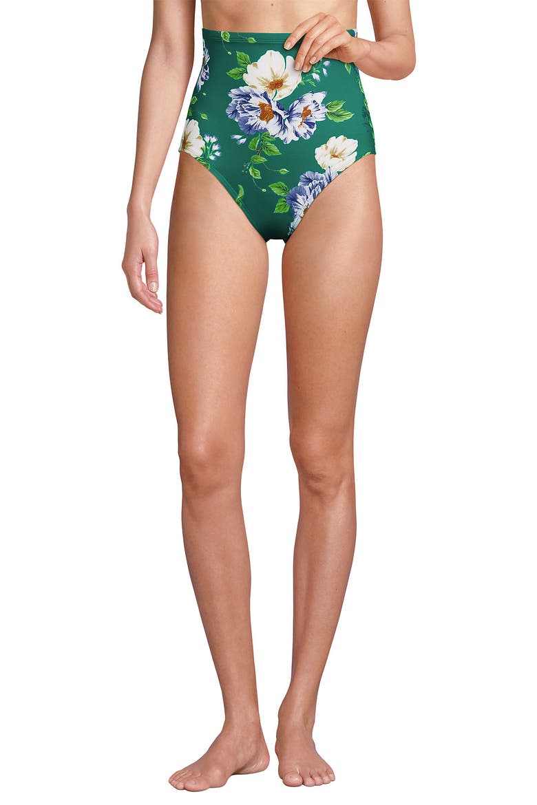 Slender Separates Ultra High Waisted Bikini Swim Bottoms, Main, color, Island Emerald Petunia Floral