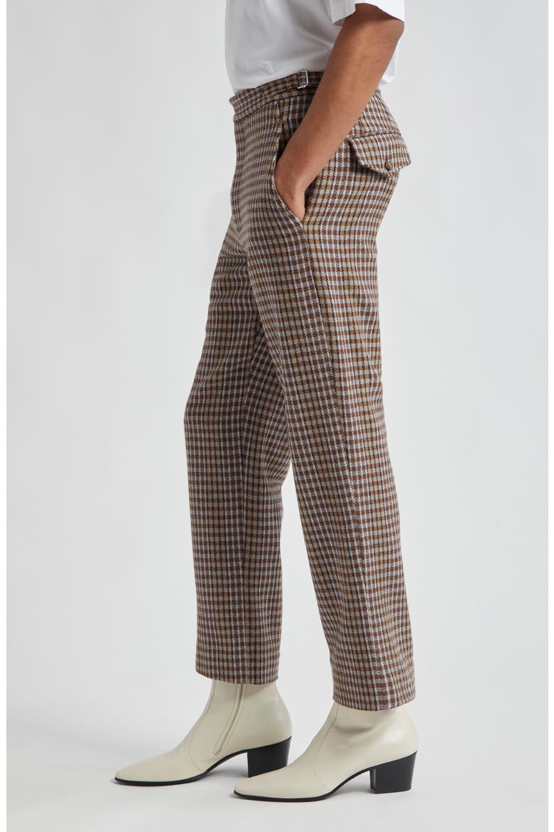 Marston Check Merino Wool Straight Leg Trousers, Alternate, color, BROWN MULTI