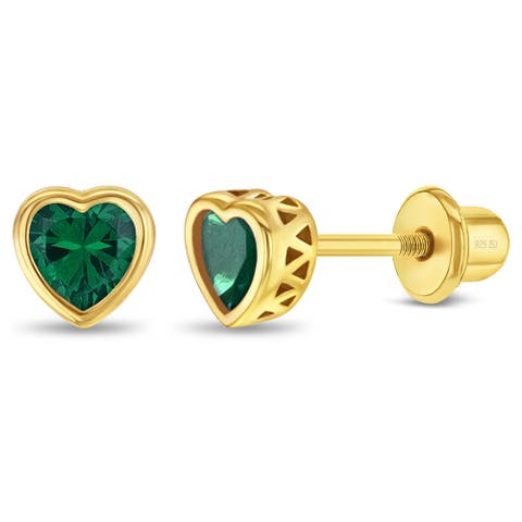Heart CZ Bezel Girl Earrings
