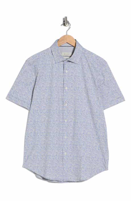 Bugatchi Floral Short Sleeve Stretch Cotton Button-Up Shirt