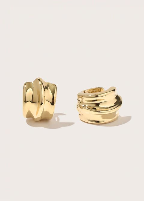 14kt Gold Wave Twist Small Hoops