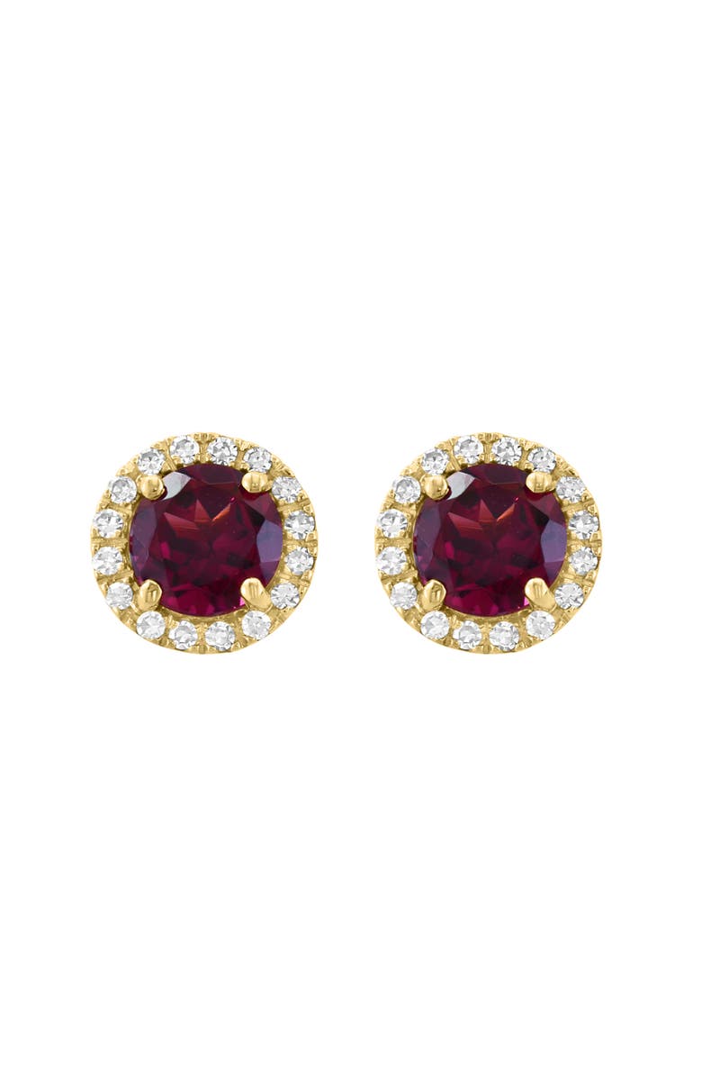 EFFY Halo Rhodolite Garnet & Diamond Stud Earrings - 0.12ct., Alternate, color,