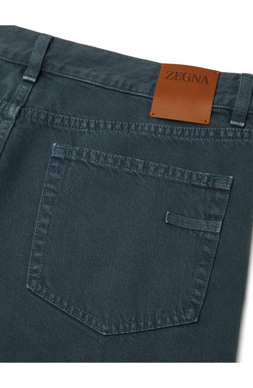 Shop Zegna Roccia City Fit Stonewashed Jeans In Bright Blue Solid