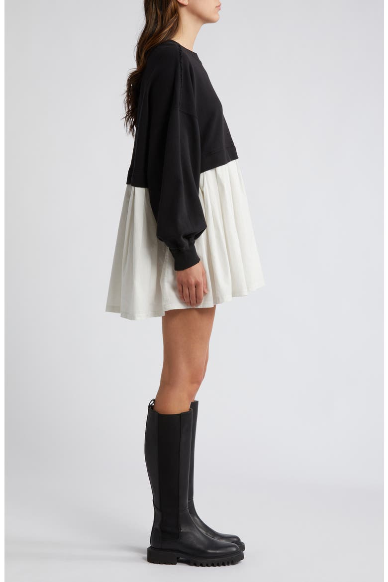 Eleanor Layered Sweatshirt Minidress, Alternate, color, BLACK COMBO