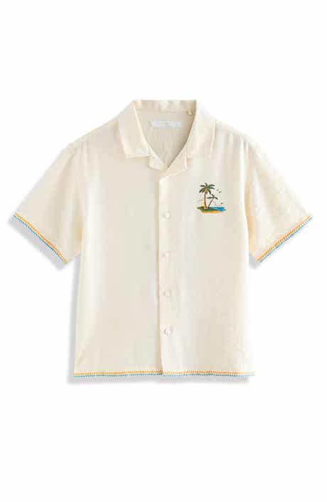 NEXT Kids' Palm Tree Short Sleeve Graphic Button-Up Shirt