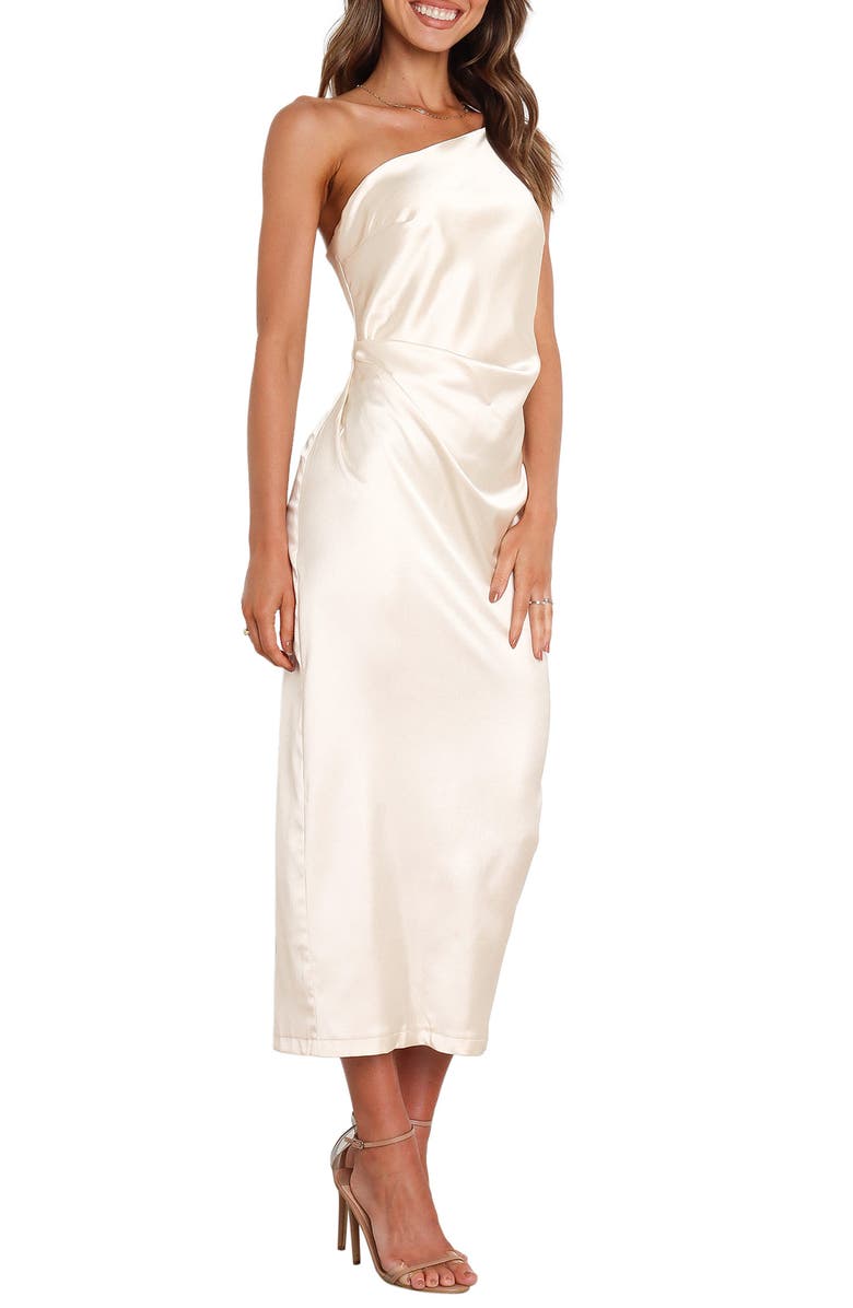 Petal & Pup Luella One-Shoulder Satin Slipdress, Alternate, color, Pearl White