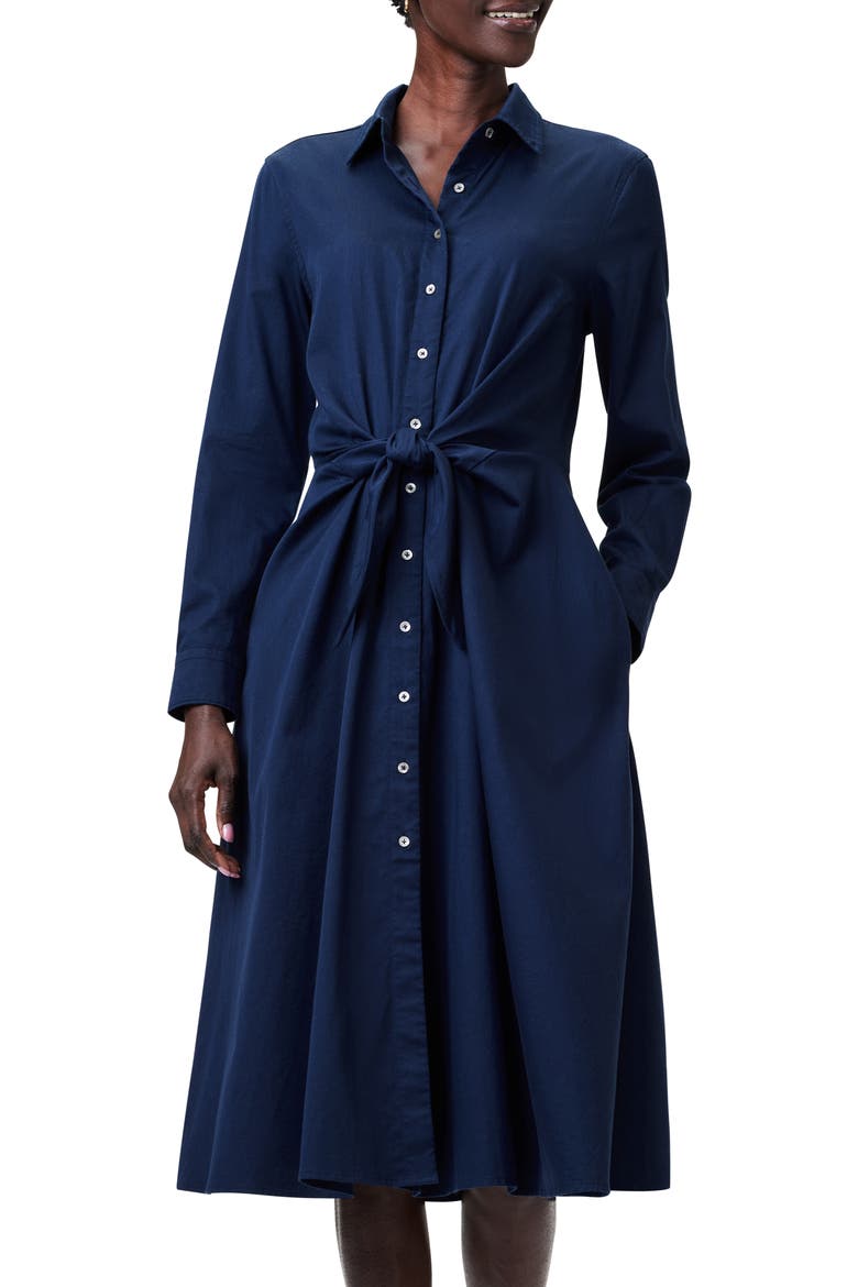 Jessie Long Sleeve Tie Waist Shirtdress, Alternate, color, DARK INDIGO