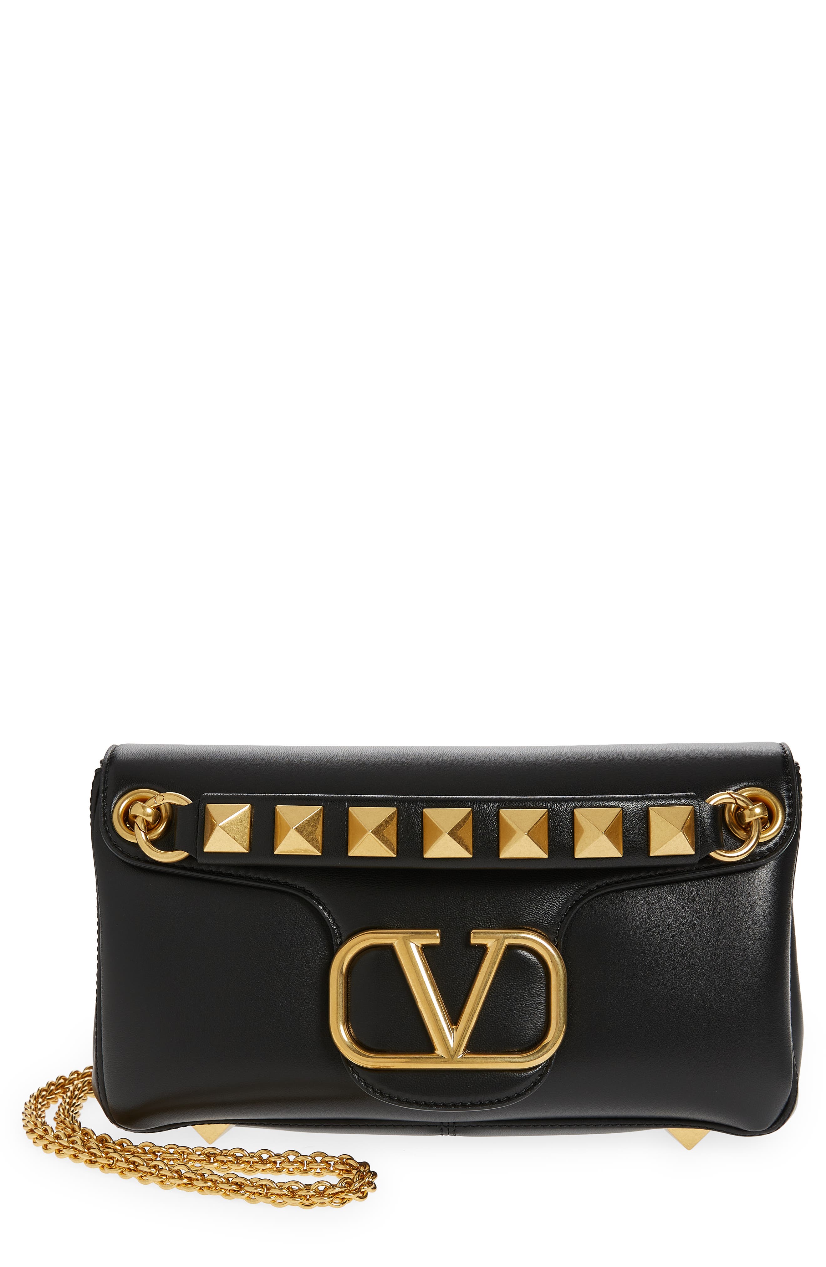 Valentino Garavani Stud Sign VLOGO Leather Shoulder Bag, Main, color, 