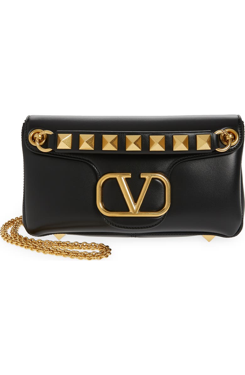 Valentino Garavani Stud Sign VLOGO Leather Shoulder Bag, Main, color,