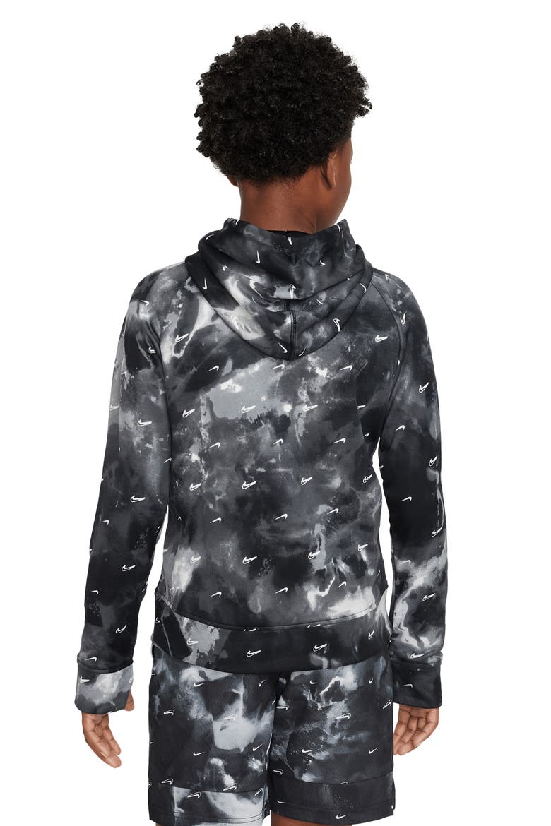 Kids' Therma-FIT Hoodie, Alternate, color, BLACK/ BLACK