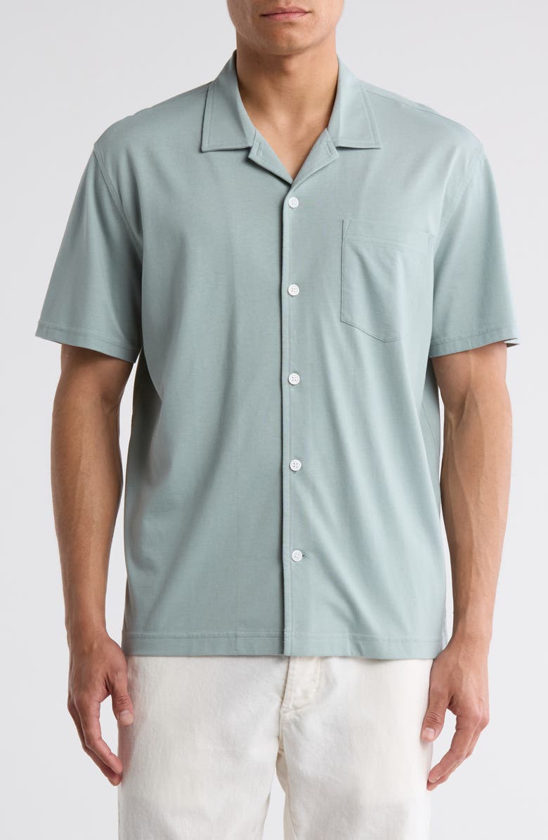 14th & Union Jersey Short Sleeve Button-Up Resort Shirt, Main, color, Grey Blue
