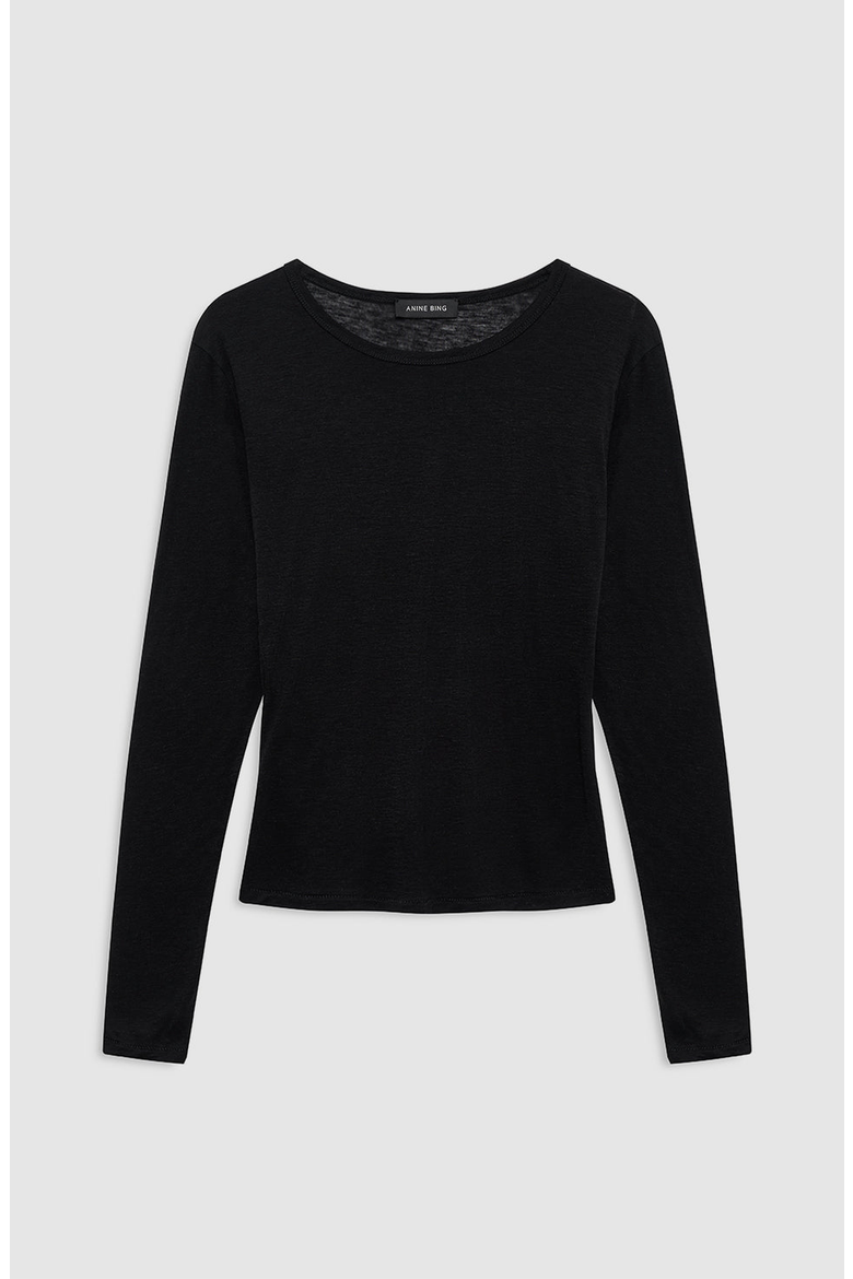 Sylvie Long Sleeve Tee, Alternate, color, Black