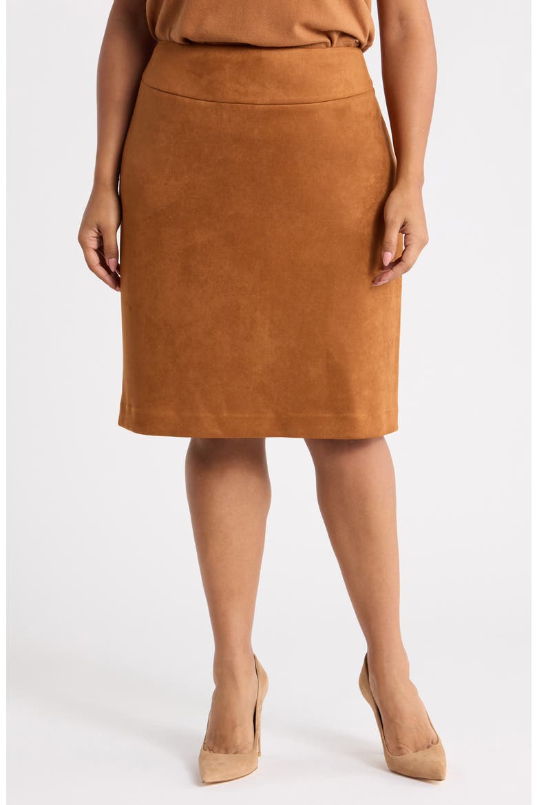 Faux Suede Pencil Skirt, Main, color, LUGGAGE