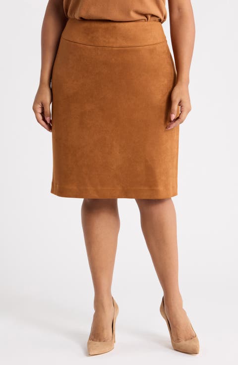 Faux Suede Pencil Skirt