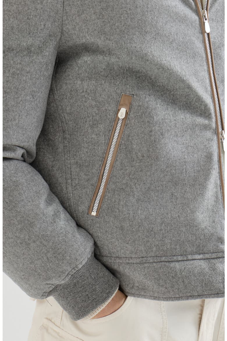 Bonded wool flannel down jacket with detachable hood, Alternate, color, Panama