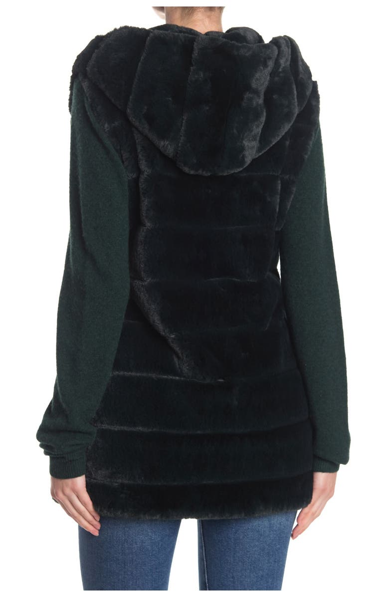 BCBGeneration Long Hooded Faux Fur Vest, Main, color,