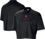 Nike Women's Nike Black Chicago Bulls Courtside Mock Neck Loose Fit Cropped T-Shirt